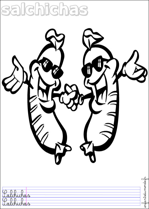 coloriage saucisses 1